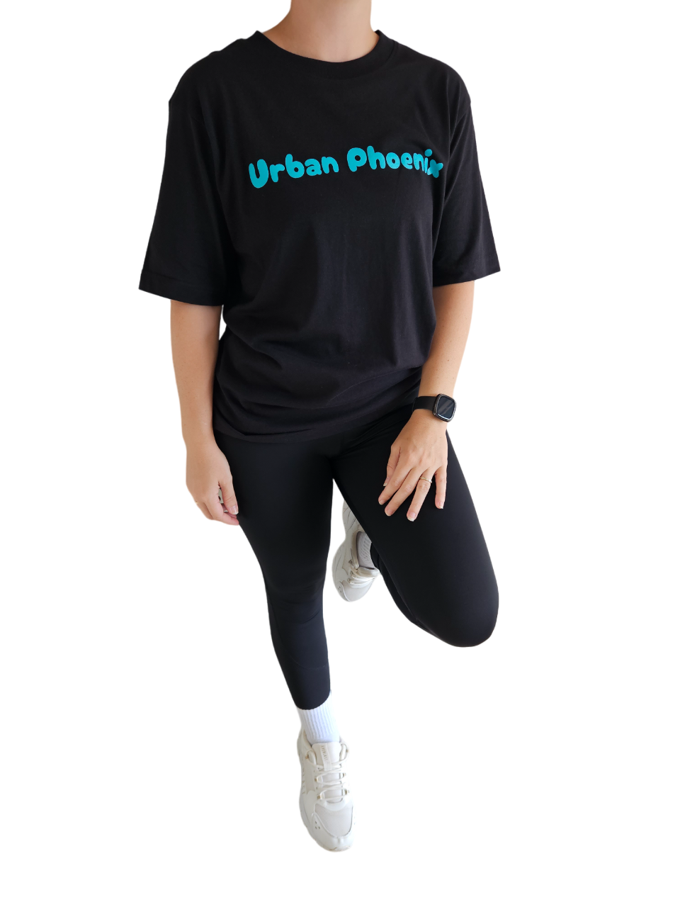 Cherry Oversized Tee Black/Aqua