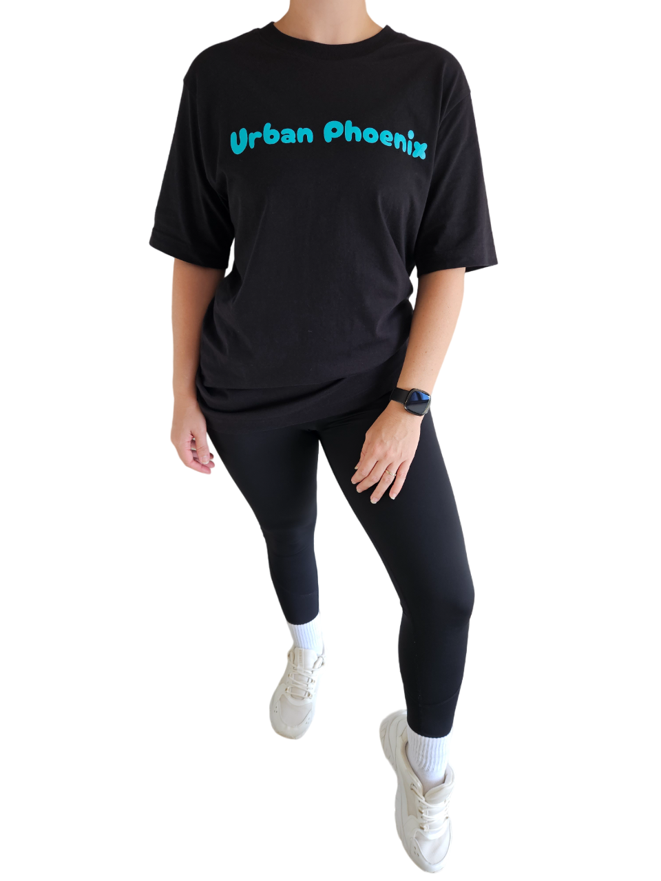 Cherry Oversized Tee Black/Aqua