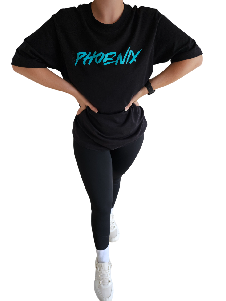 Hyper Oversized Tee Black/Aqua