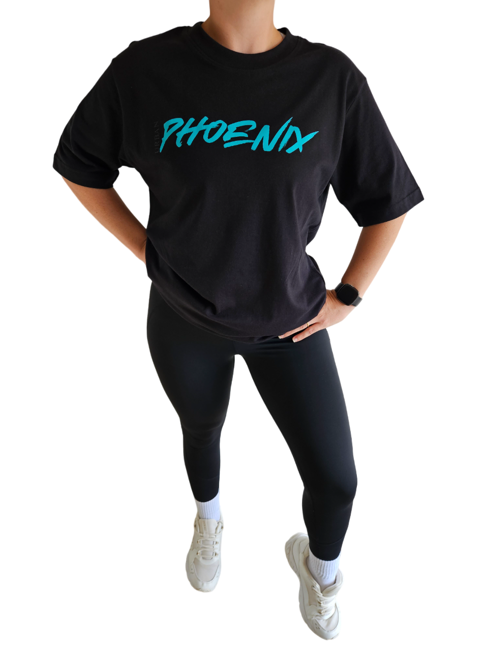 Hyper Oversized Tee Black/Aqua