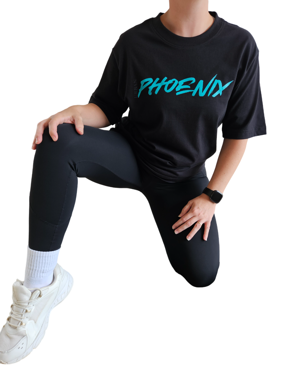 Hyper Oversized Tee Black/Aqua