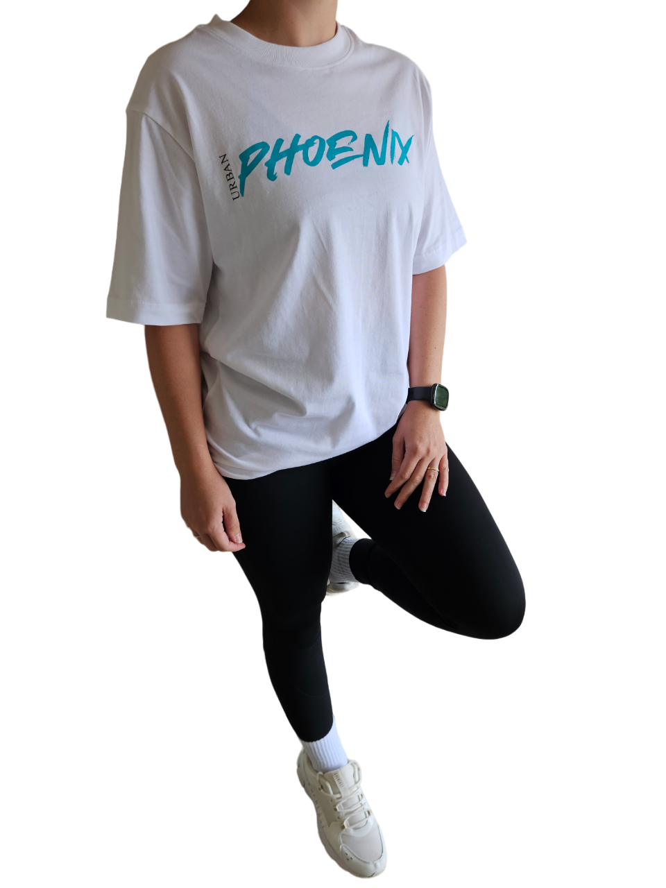 Hyper Oversized Tee White/Aqua