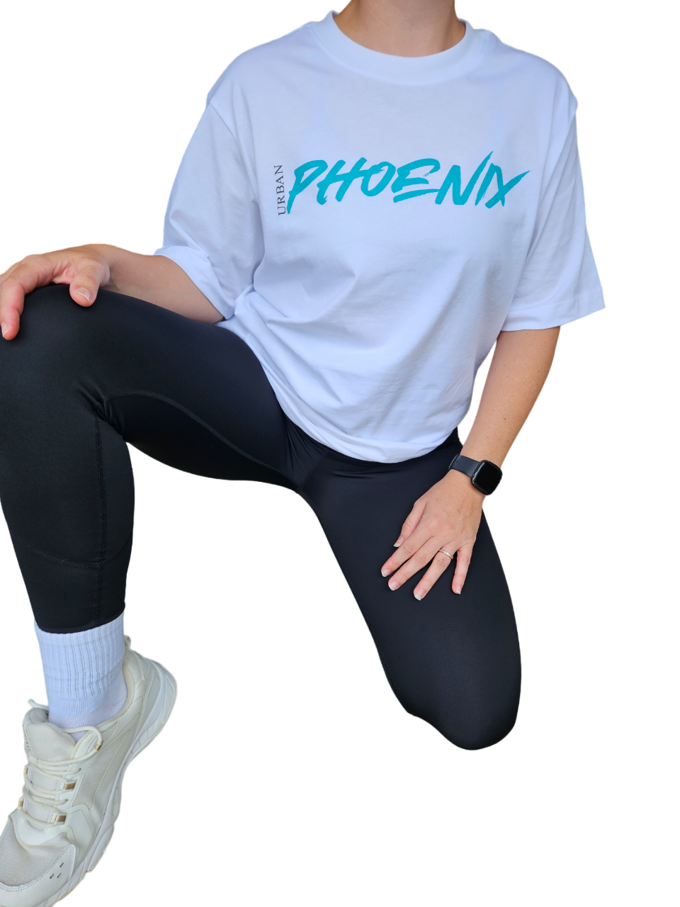 Hyper Oversized Tee White/Aqua