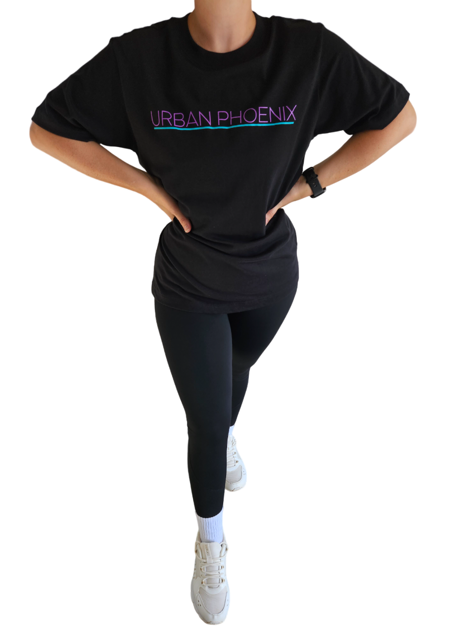 Urban Oversized Tee Black/Purple Aqua