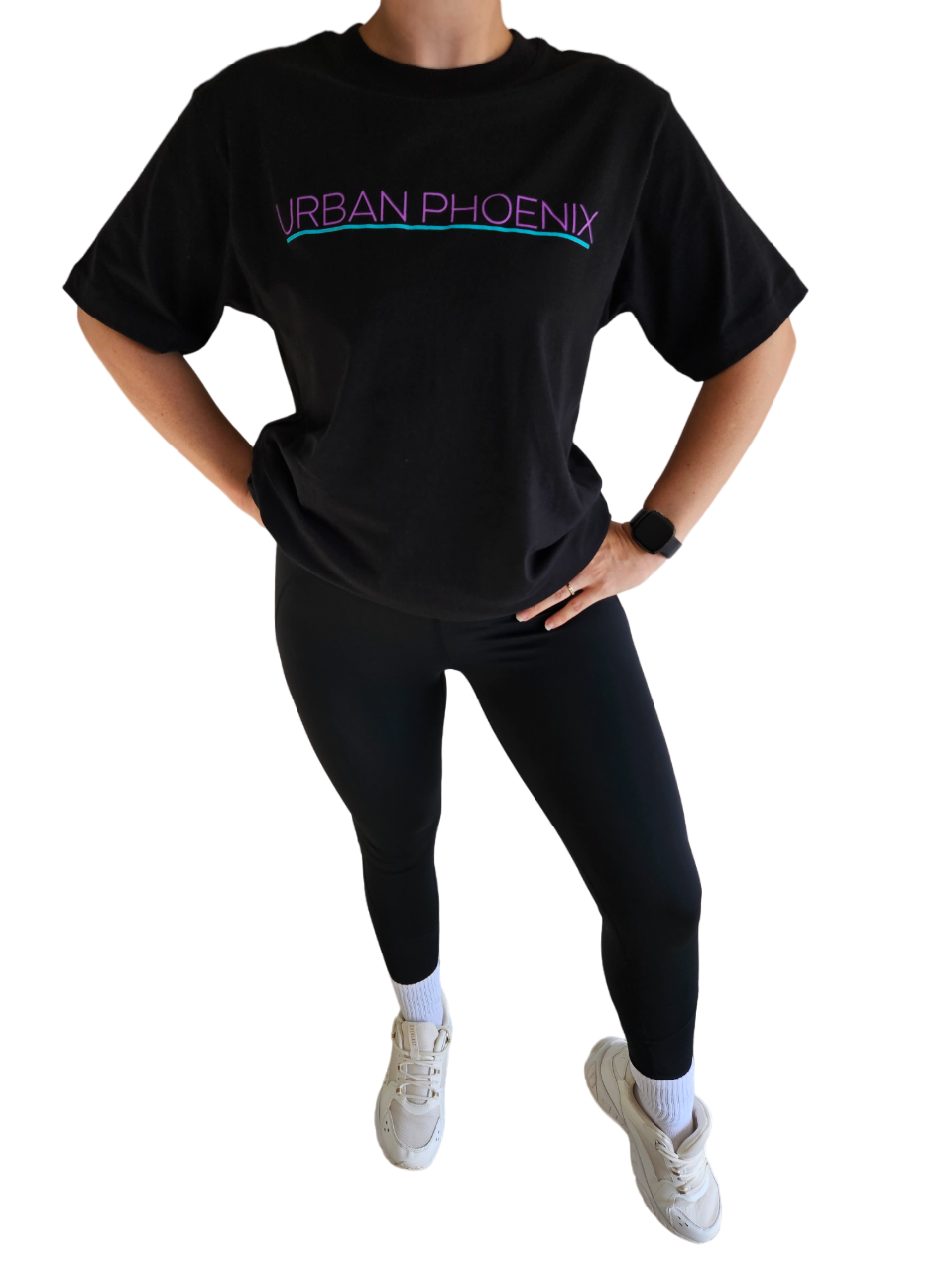 Urban Oversized Tee Black/Purple Aqua