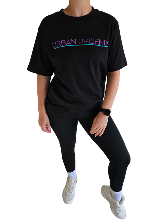 Urban Oversized Tee Black/Purple Aqua