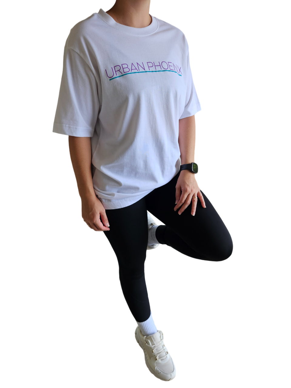 Urban Oversized Tee White/Purple Aqua