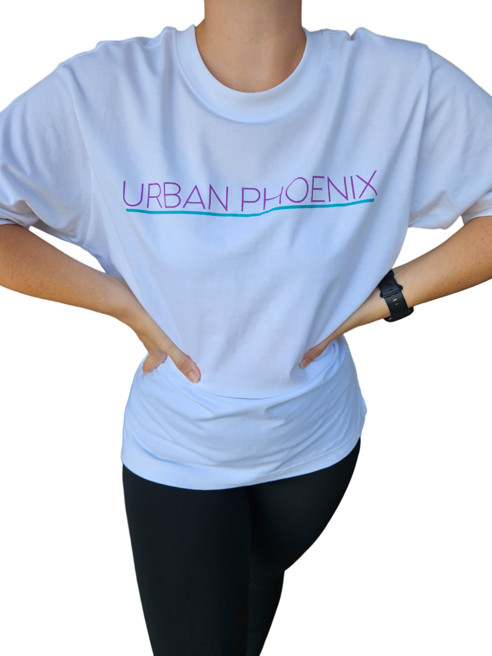 Urban Oversized Tee White/Purple Aqua