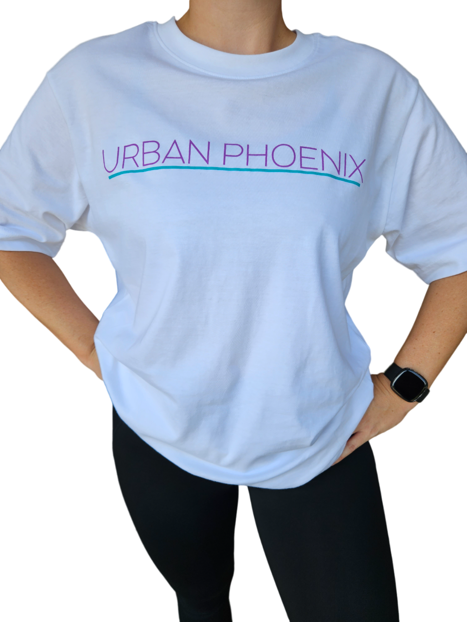 Urban Oversized Tee White/Purple Aqua