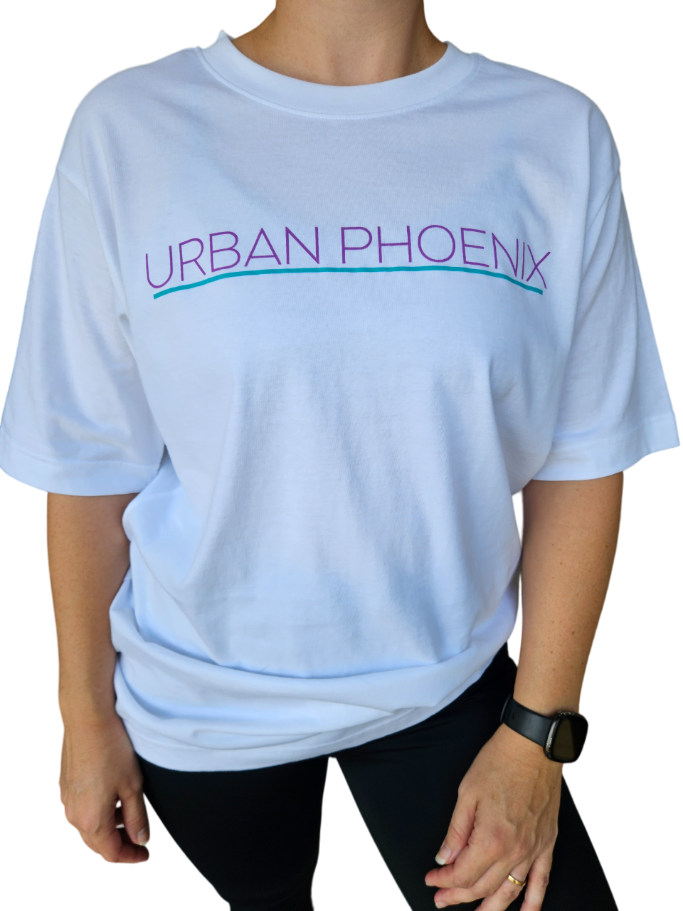 Urban Oversized Tee White/Purple Aqua