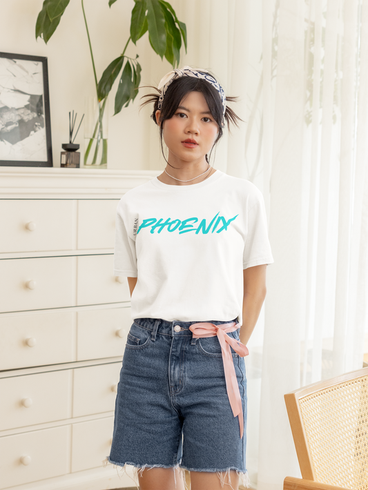 Hyper Oversized Tee White/Aqua