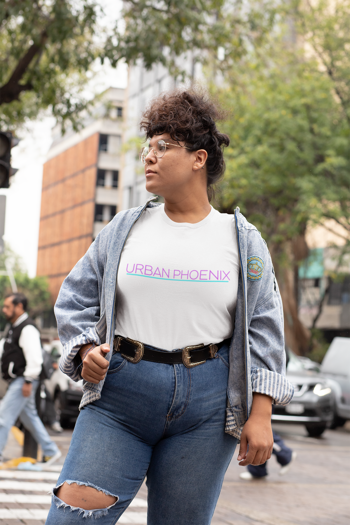 Urban Oversized Tee White/Purple Aqua