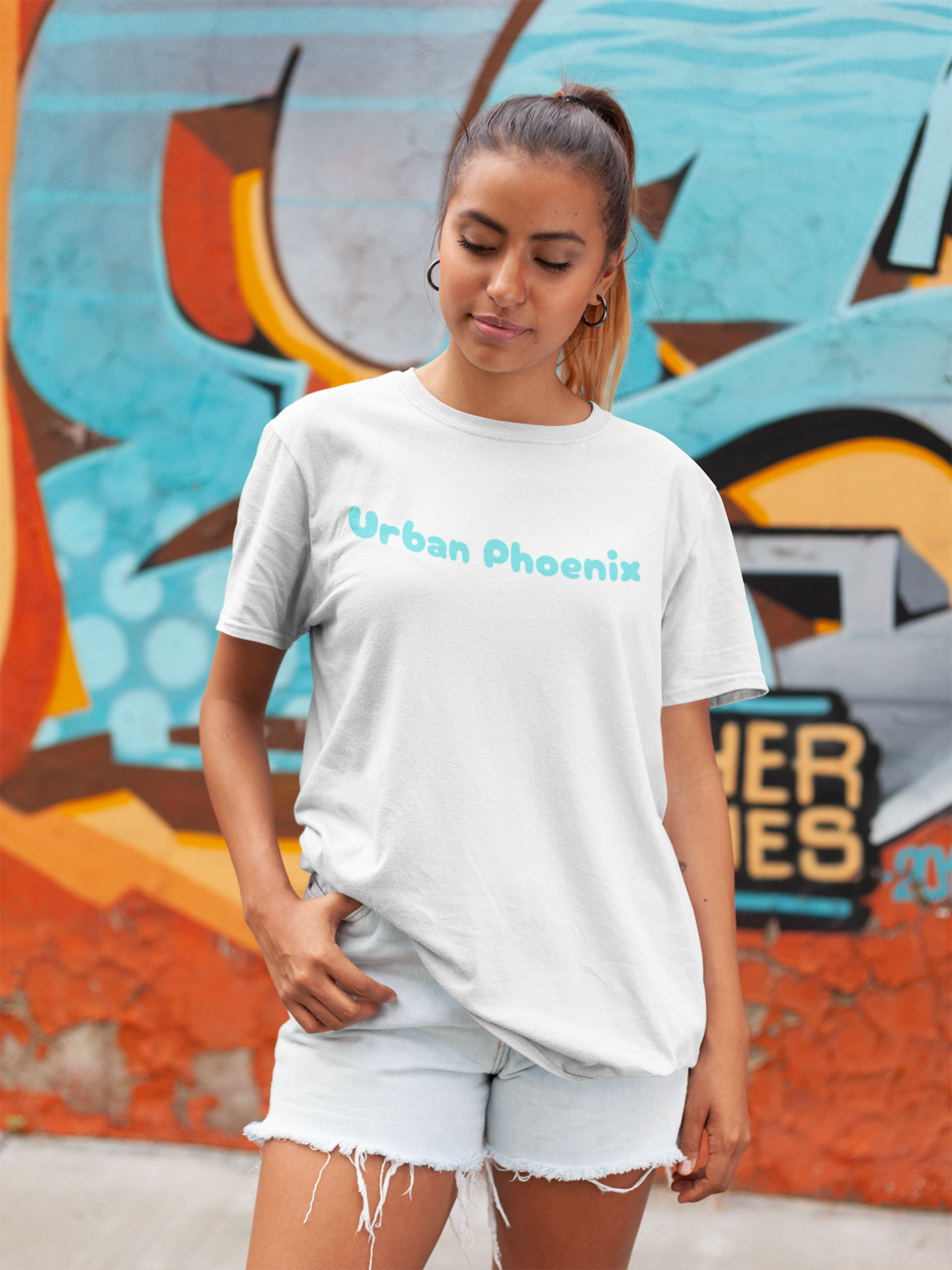 Cherry Oversized Tee White/Aqua