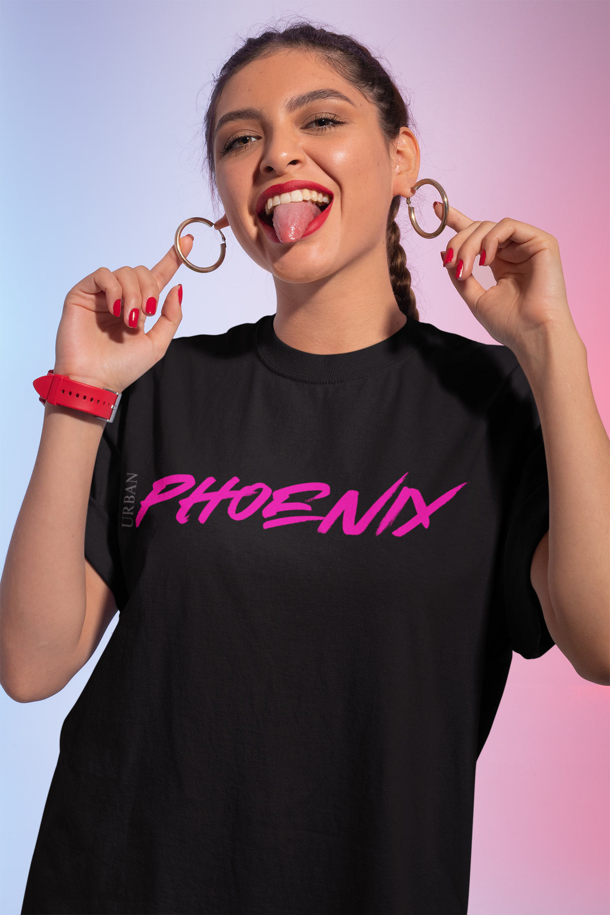 Hyper Oversized Tee Black/Pink
