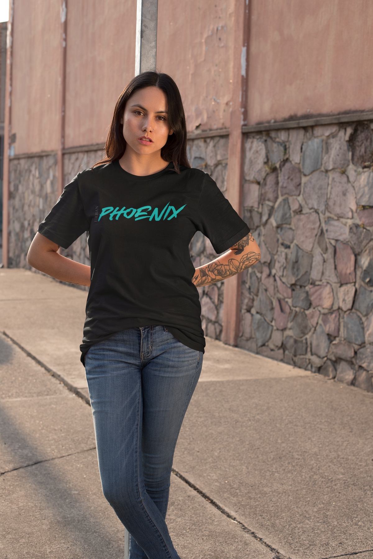 Hyper Oversized Tee Black/Aqua