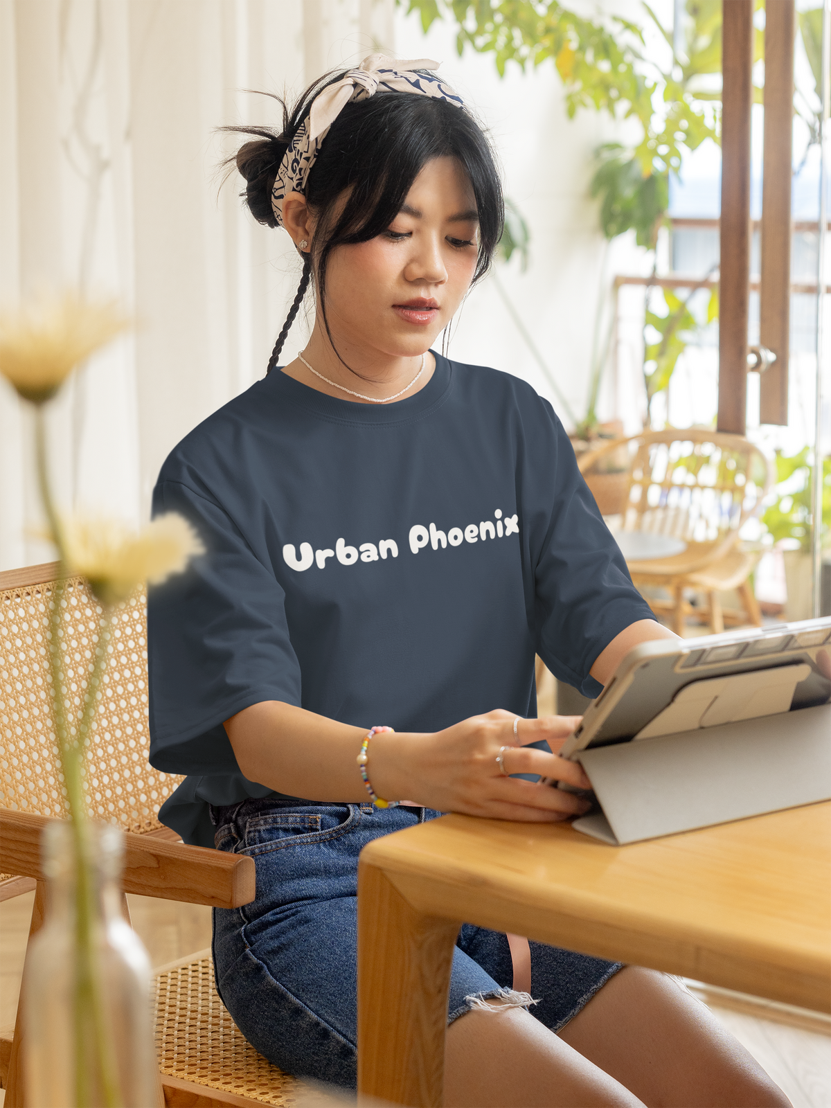 Cherry Oversized Tee Denim