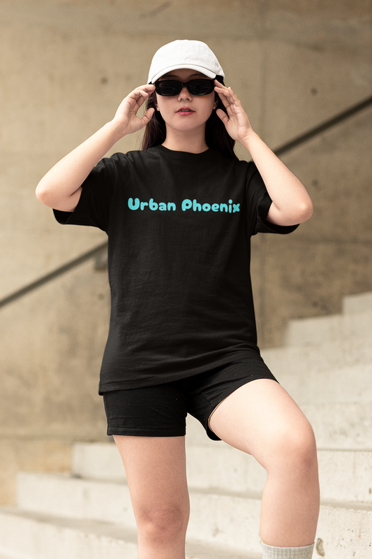 Cherry Oversized Tee Black/Aqua