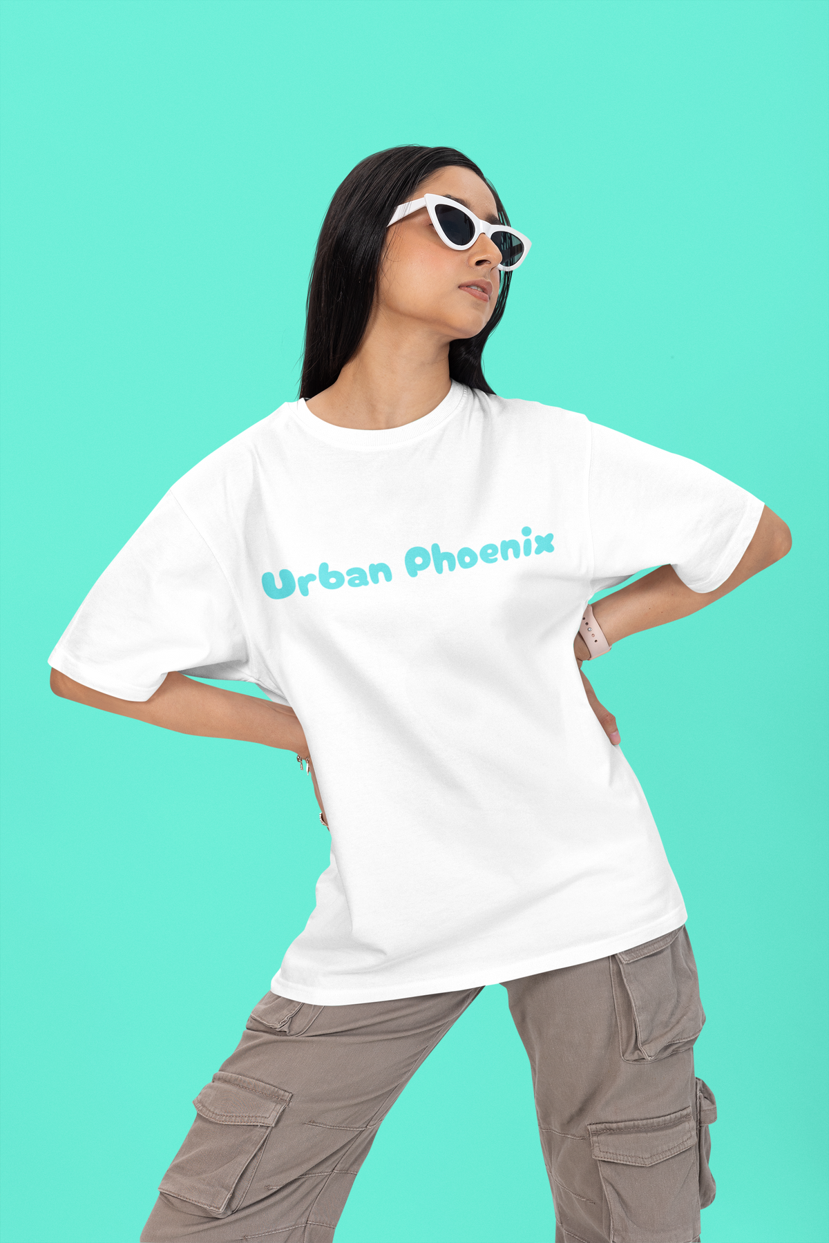 Cherry Oversized Tee White/Aqua