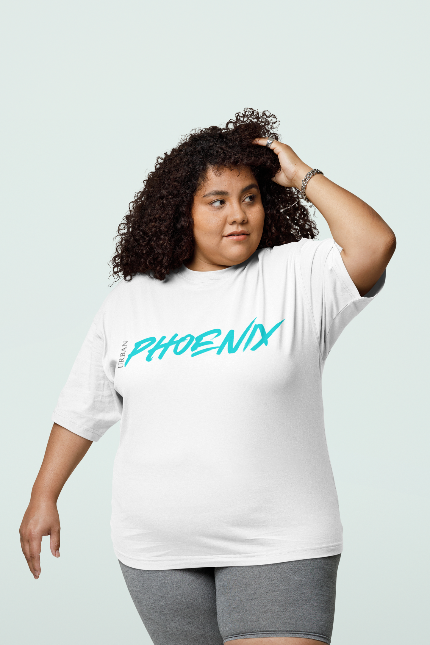 Hyper Oversized Tee White/Aqua