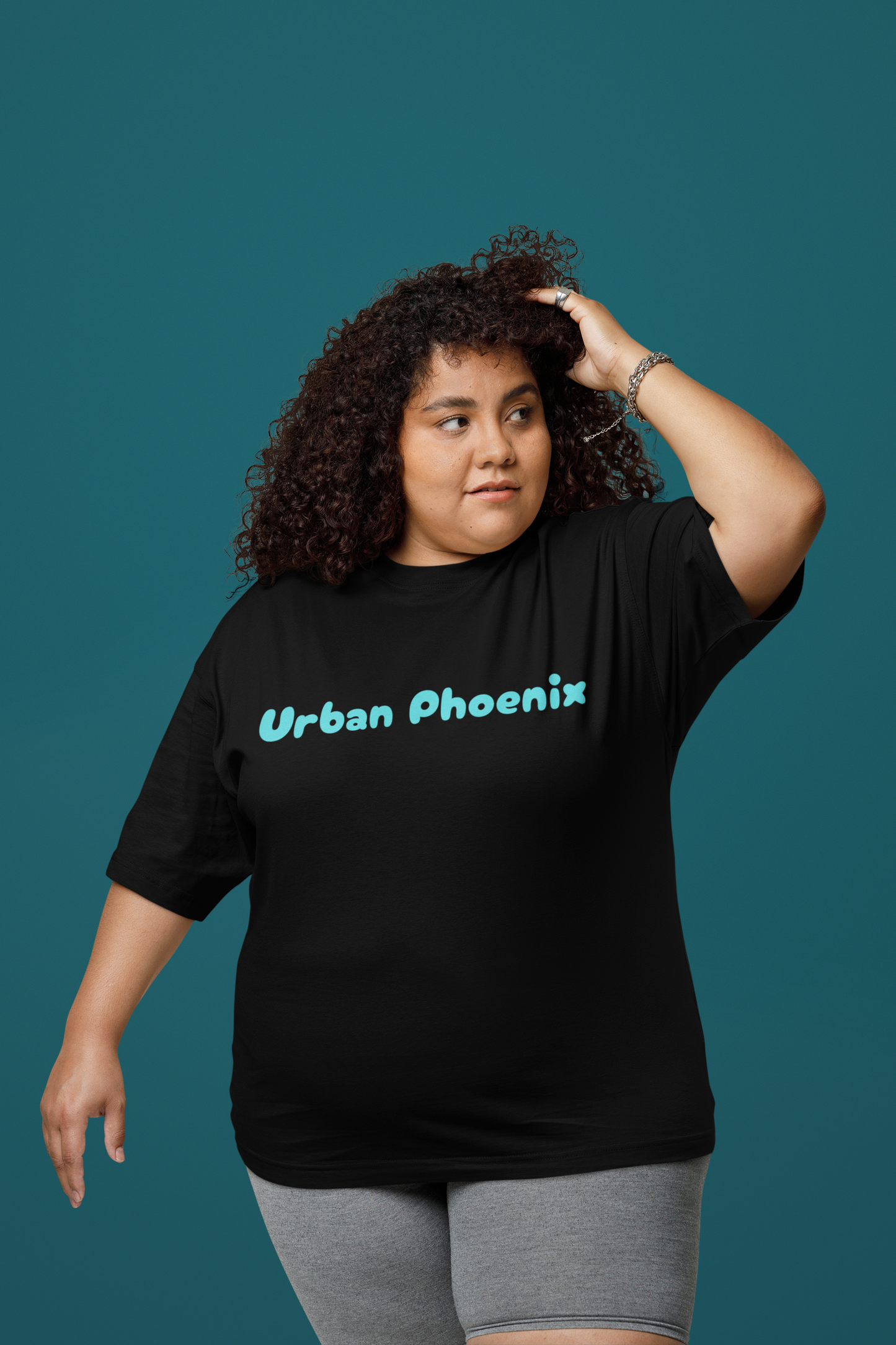 Cherry Oversized Tee Black/Aqua