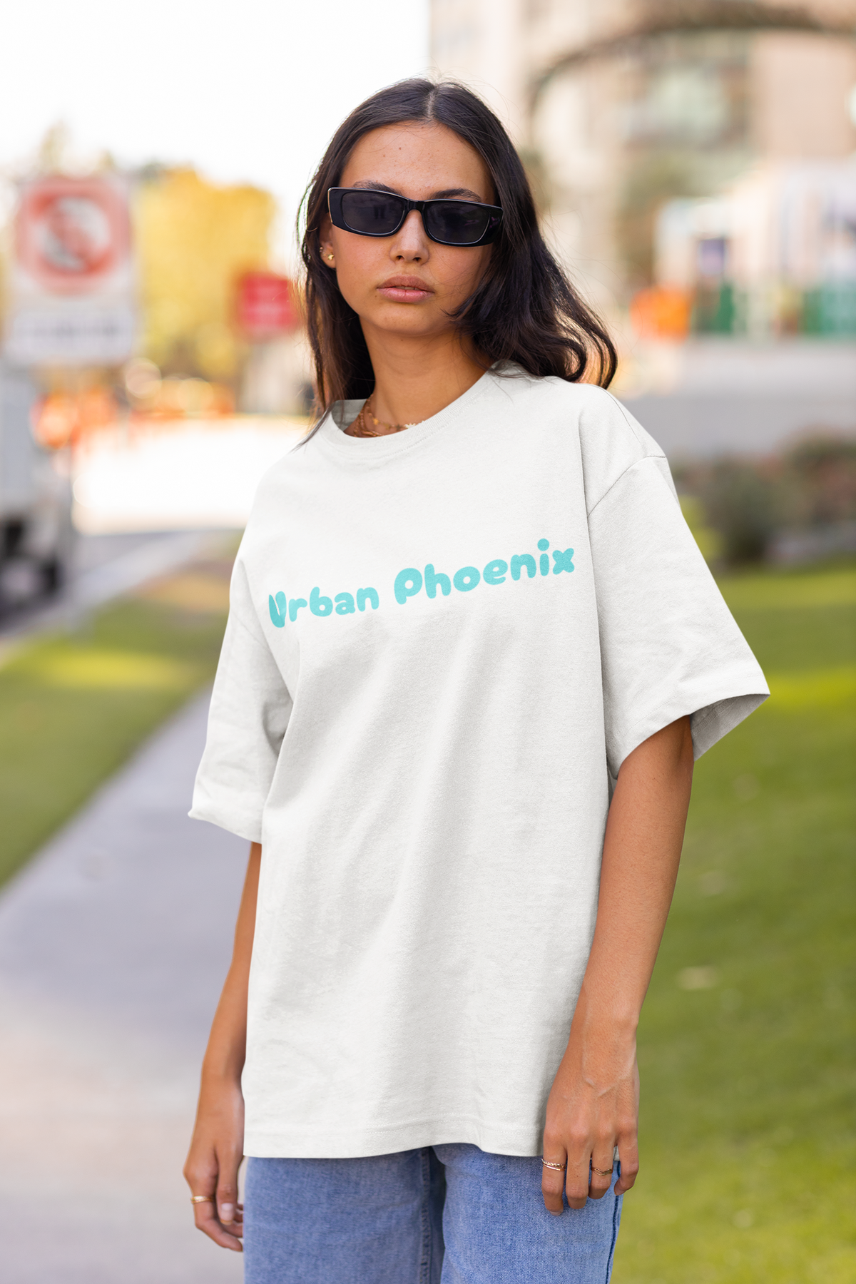Cherry Oversized Tee White/Aqua