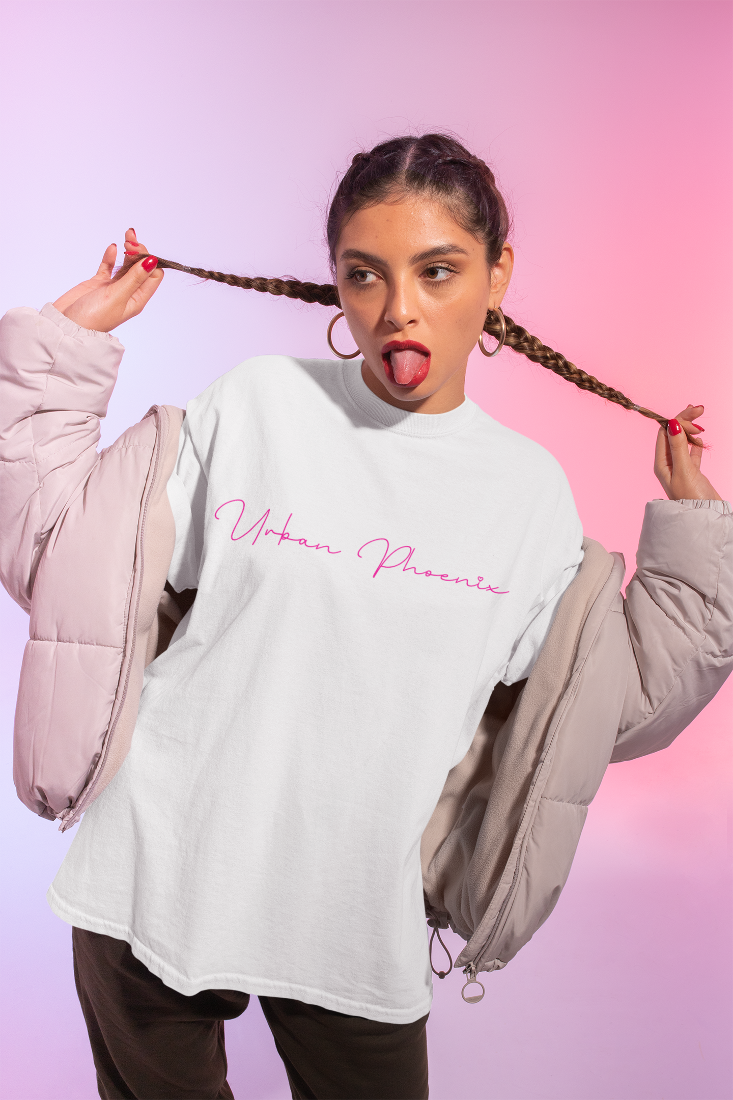 Billion Oversized Tee White/Pink