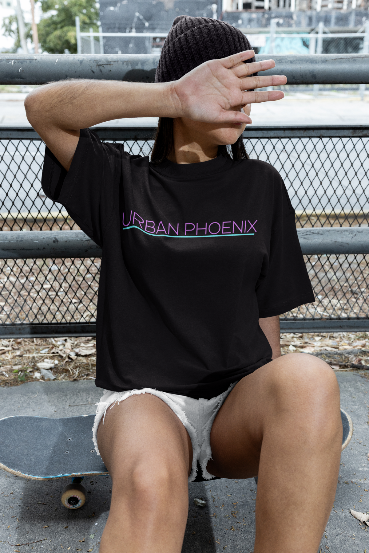 Urban Oversized Tee Black/Purple Aqua