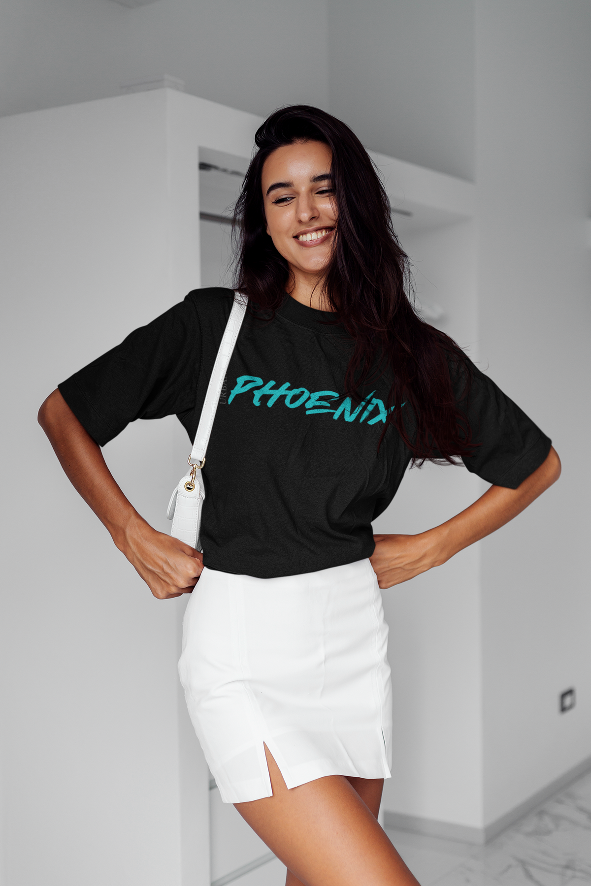 Hyper Oversized Tee Black/Aqua