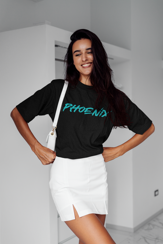 Hyper Oversized Tee Black/Aqua