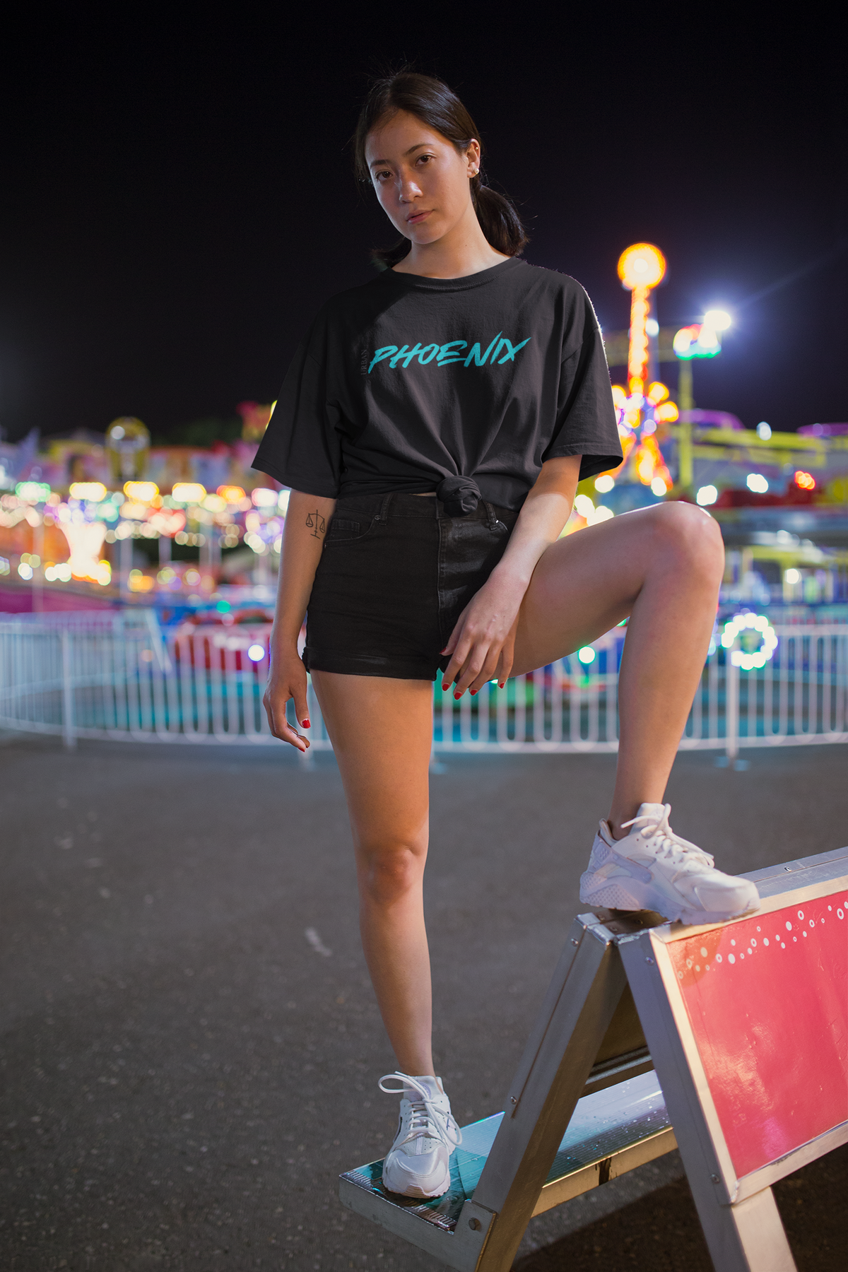 Hyper Oversized Tee Black/Aqua