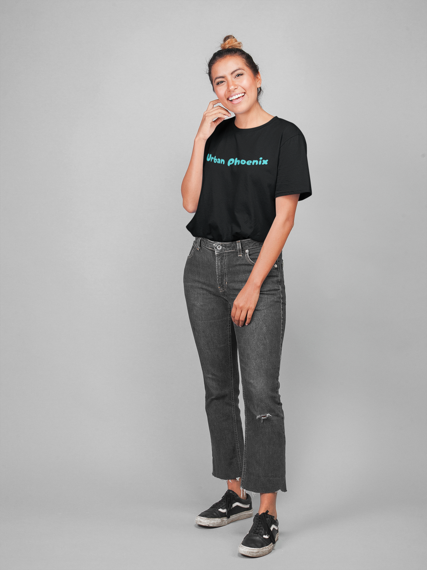 Cherry Oversized Tee Black/Aqua